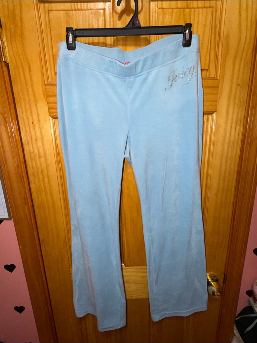 Juicy Couture Light Blue Velour Flare Pants with Logo